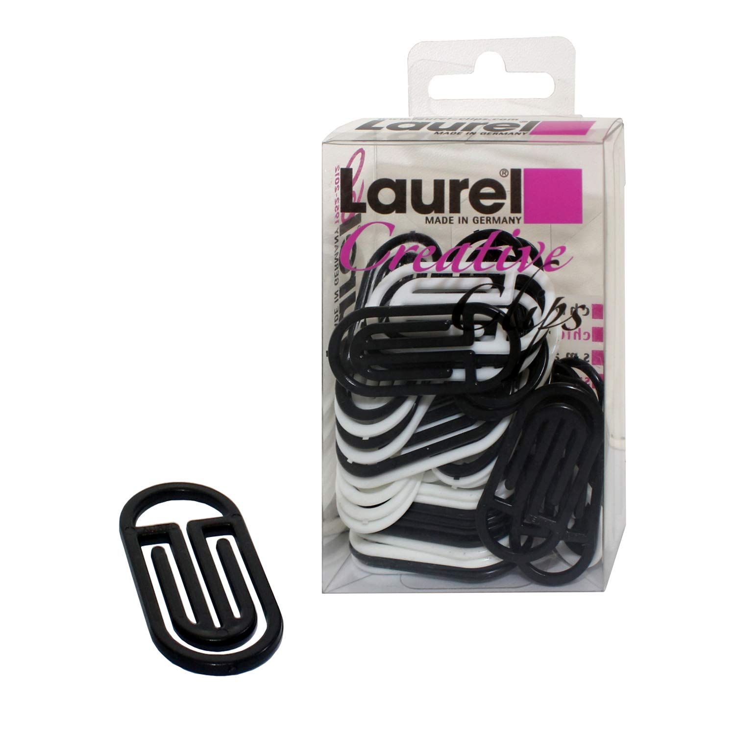 Laurel Arch King Klip for Organizing & Sorting Documents Map Tabs Bookmark Hanger White & Black, Feather Light Paper Clip 30/38 mm Holds 2 to 30 Sheets, Stylish Innovative Smooth & Round Shaped