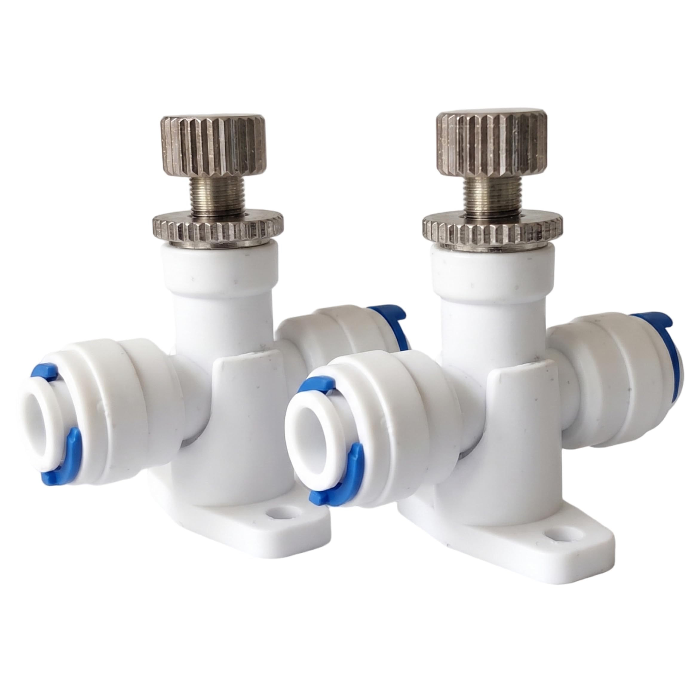 Needle Valve 1/4, 2PCS 1/4 Inline Water Pressure Regulator, Control for Ro Water Purifiers, White (With Base) needle valve /, /, pressure reducer, inline regulat