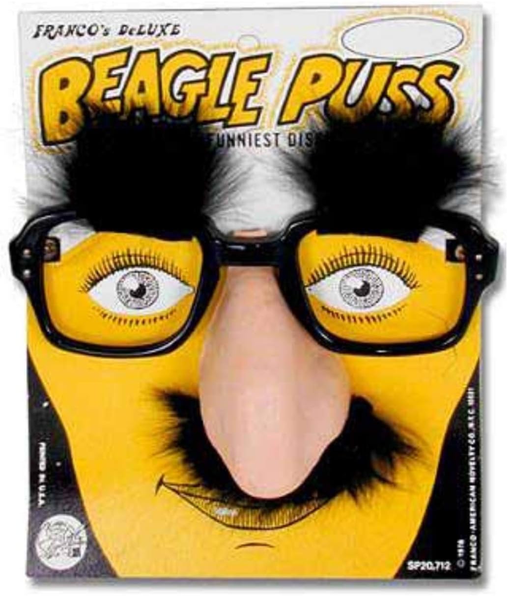 Beagle Puss - Classic Groucho Marx Glasses with Nose and Mustache Black