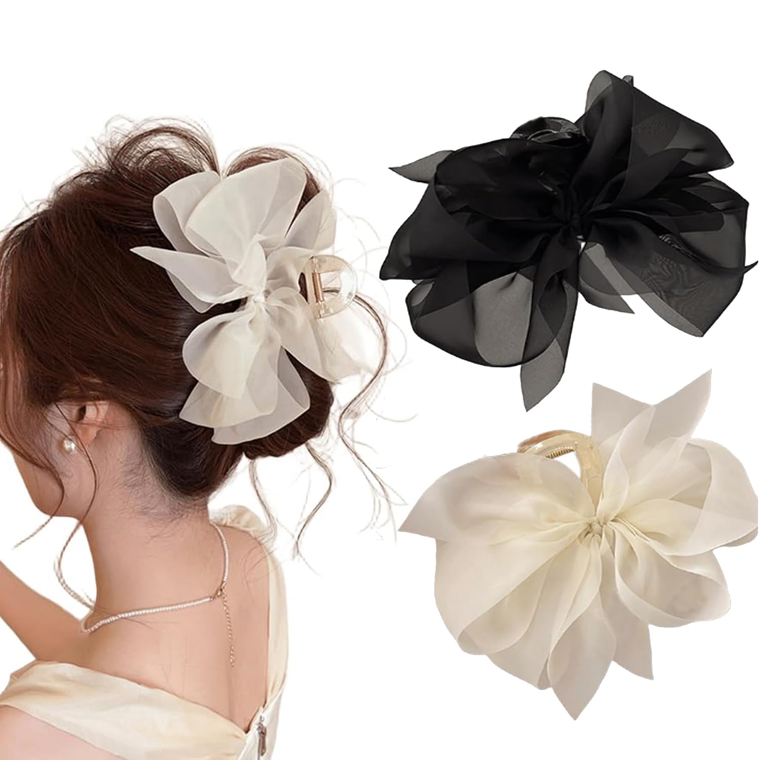 Chiffon bow clip