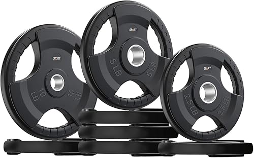 SPART Placa de peso de 2 pulgadas con revestimiento de goma olímpico para barra, placas de peso de hierro fundido sólido en pares o individuales