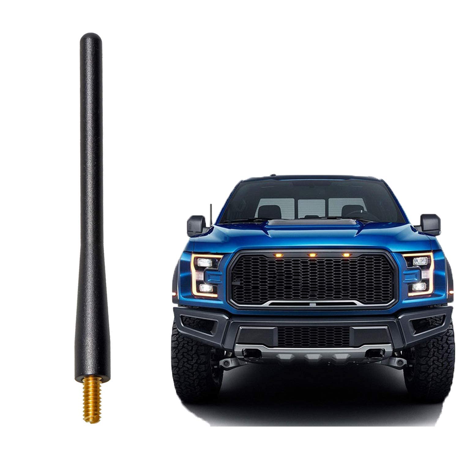 Anina 4.7'' Car Short Antenna Mast for 2009-2018 Ford F150 Aluminium Alloy Truck Antenna for AM/FM Radio Reception Car Wash Proof