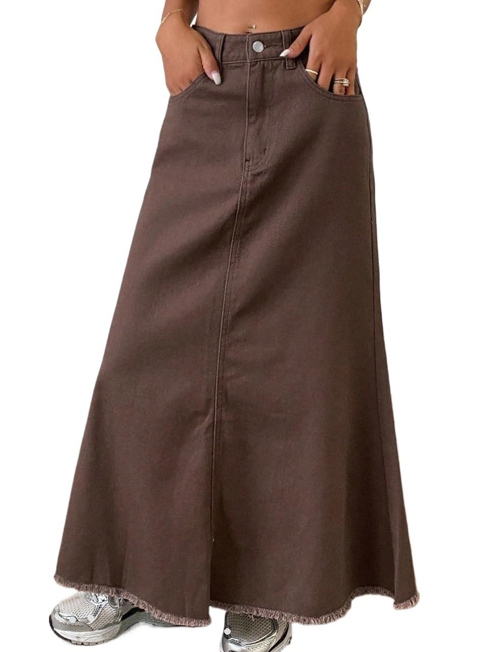 Womens Trendy Skirt Casual Zipper Long Skirt Fall Clothing