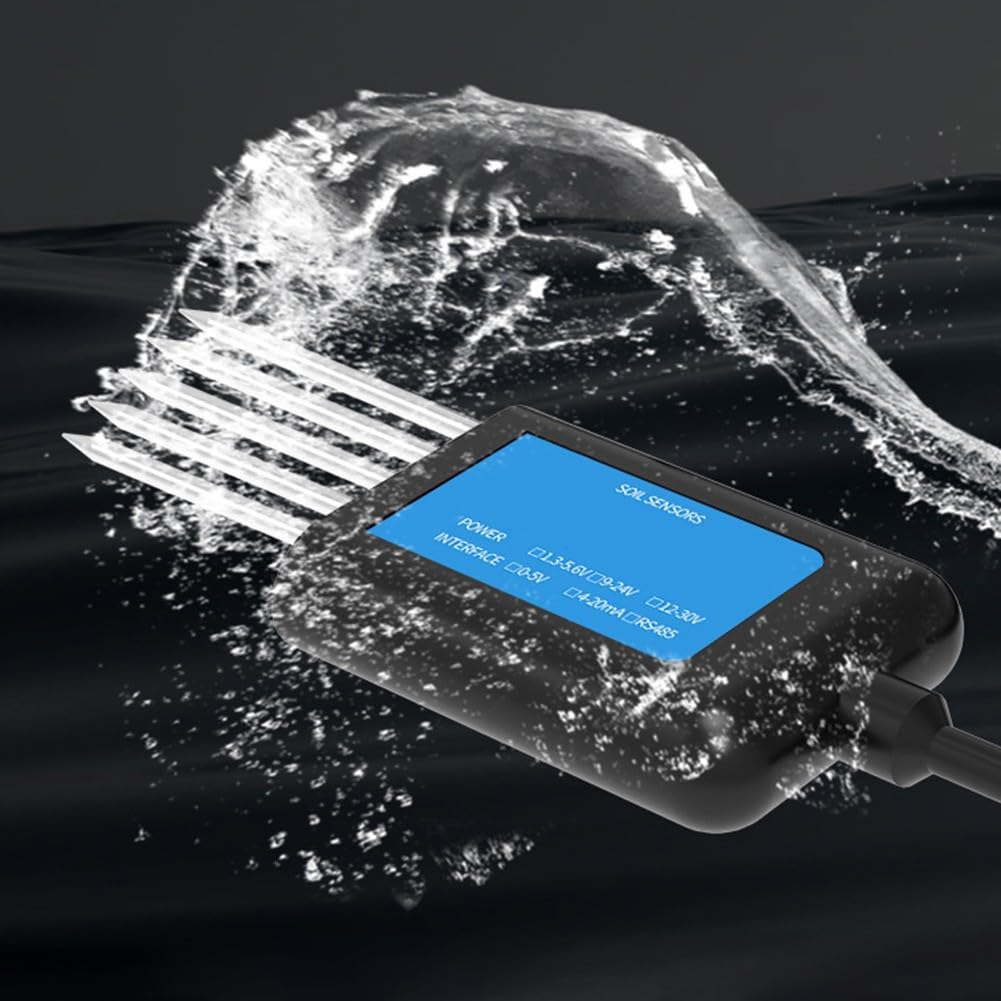 Sensor de suelo USB para temperatura, humedad, pH y NPK, IP68 resistente al agua con sonda de acero inoxidable, medidor rápido para agricultura, horticultura e invernadero, color negro