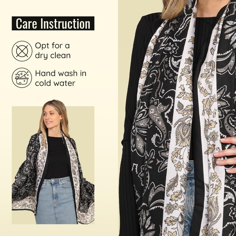 Image of Trillion London Spring Collection | Designer Silk Scarf For Women UK | Lightweight Neck Scarves | Shawl Wraps | Suitable for Daily Life | Smooth & Soft Finish | Gift for Women | Size-180cm x 90cm