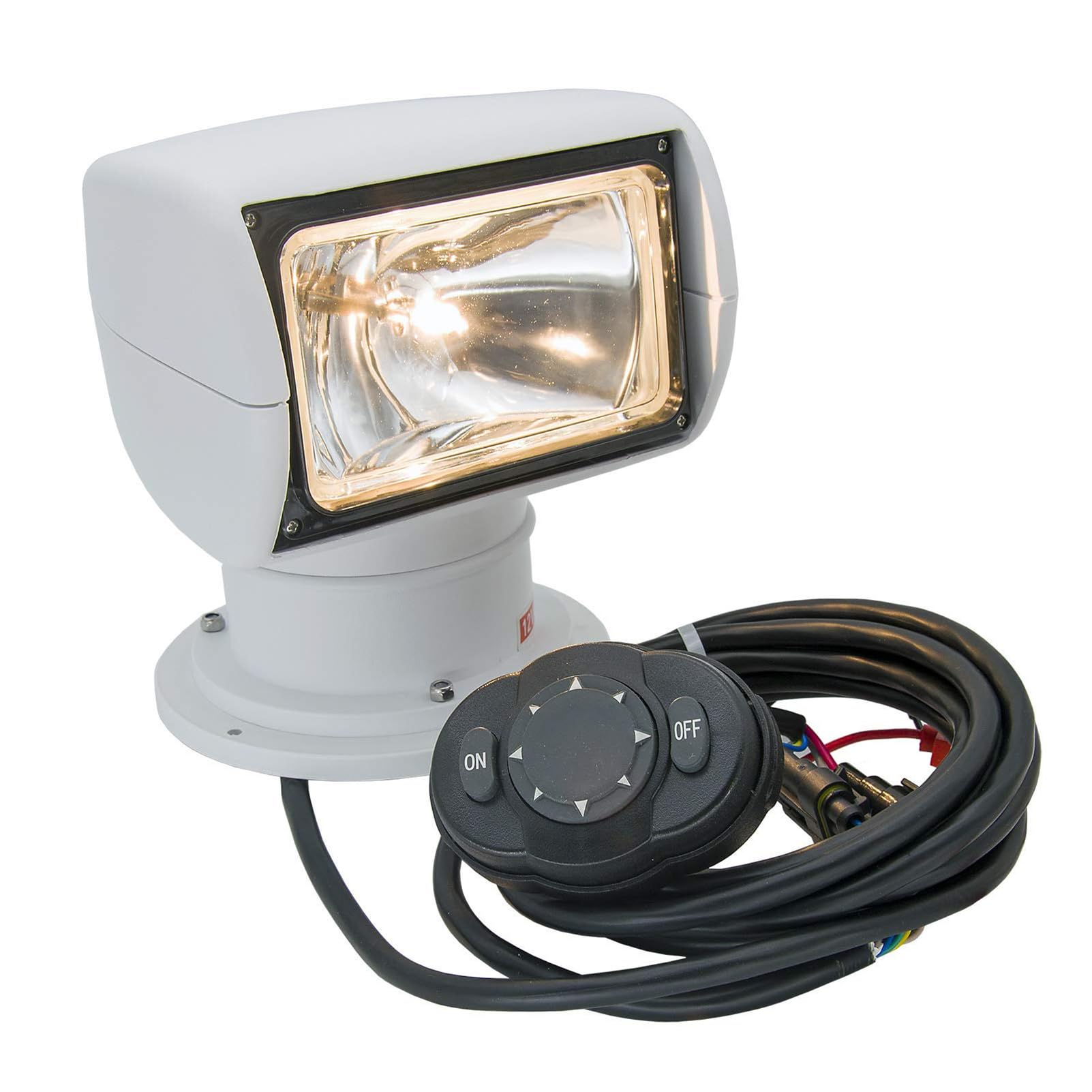 Foco para barco, 100 W, 2500 lm, rotación de 360°, control remoto, luz halógena portátil marina de búsqueda, IP67, impermeable, lámpara de navegación (24 V)