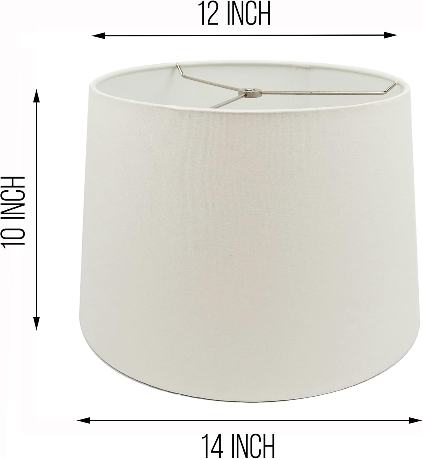 Hardback Drum Lampshade Spider Fitting Lamp Shade (White, 12x14x10H)