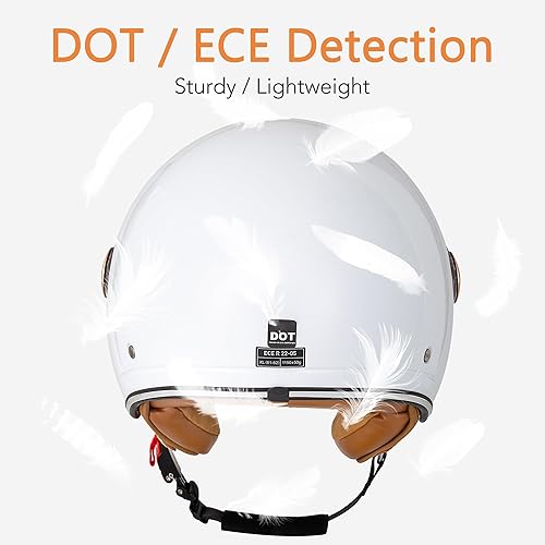 Miniatura 5 de Pretoee Casco de motocicleta de cara abierta, casco clásico retro 34 para adultos, mujeres y hombres, casco de motocicleta vintage de media cara con