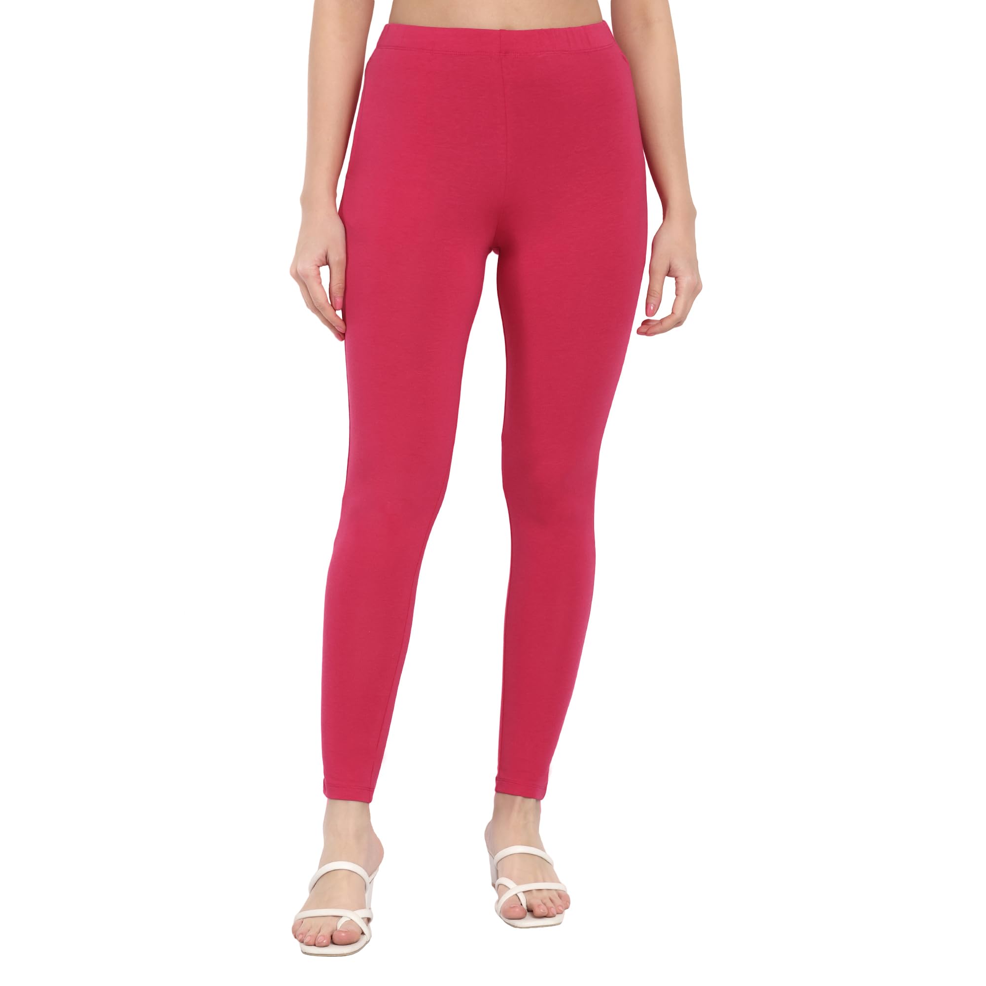 Women Full Length Leggings | Cotton Modal Spandex Blend | High Waist Stretchable & Bio-Washed Fabric | Colour-Lock Technology | Comfortable Leggings for Women-image-1