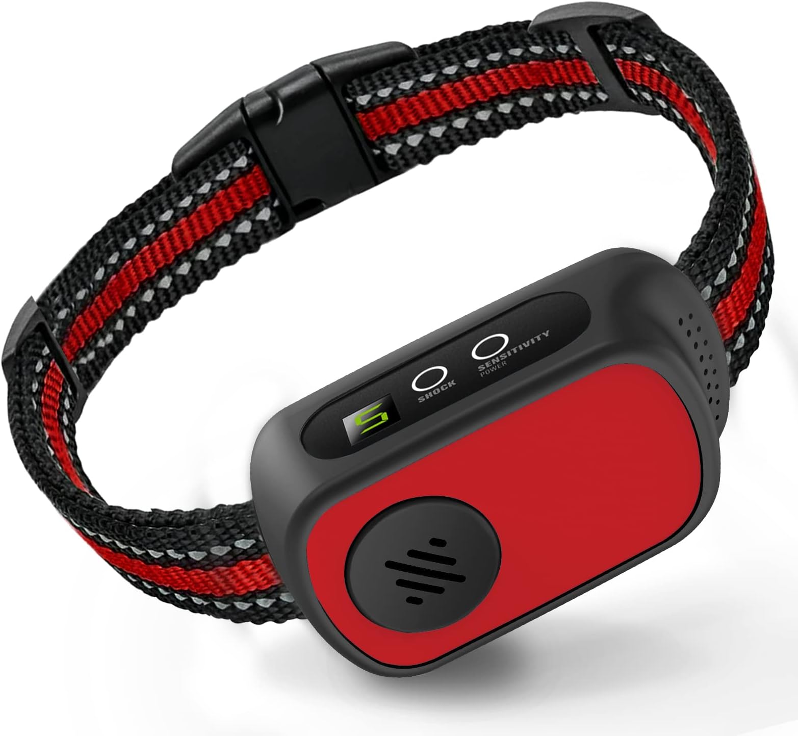 Rechargeable Dog Bark Collar with Beep Vibration and Shock,Anti Barking Collar for Small Medium Large Dogs, Humane Dog Training Device with 5 Adjustable Sensitivity Levels,Black (Red)