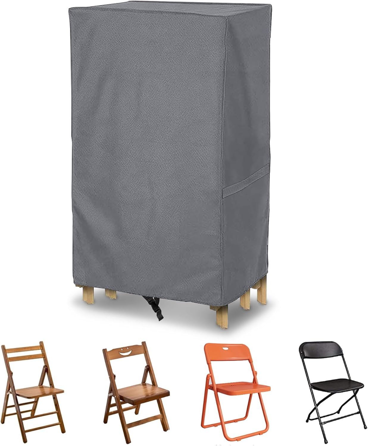 AKEfit Folding Chair Storage Bag for 1 Pack,600D Heavy Duty Waterproof for Plastic and Wooden Folding Chairs ,20'L x 12''W x 39''H-Grey