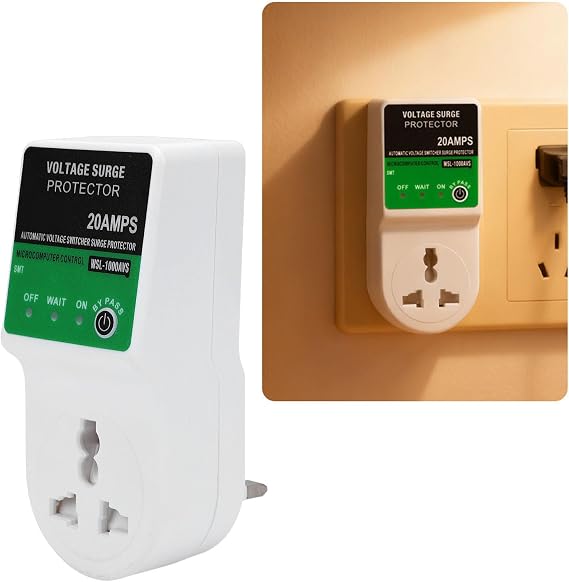 20A Voltage Protector Outlet with Over/Under Voltage Protection, 3-Prong Socket for Home Appliances, Automatic Power Cutoff Safety Device for Refrigerator AC TV Computer (GB Plug)