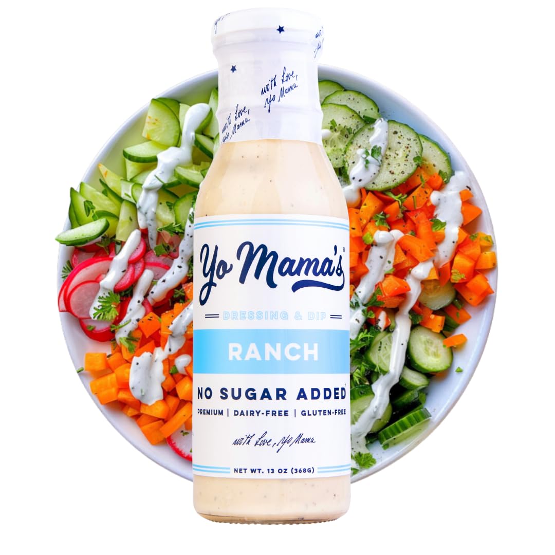 Yo Mama’s Foods keto-freundliches Ranch-Salatdressing und Dip - kohlenhydratarm, natriumarm und glutenfrei|13 Unzen (Packung mit 1 Stück)