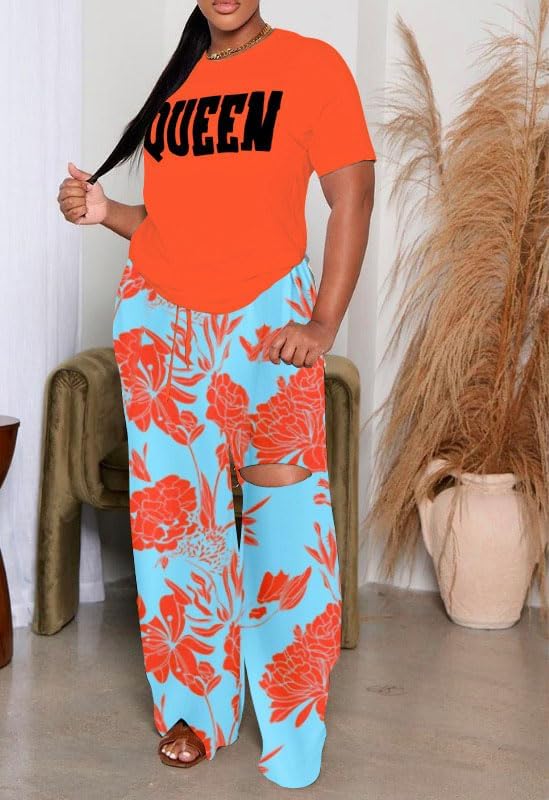 2 Piece Outfits for Women Matching Sets Short Sleeve Tunic Top Wide Legs Long Pants Summer Sweatsuits Loungewear - Image 2