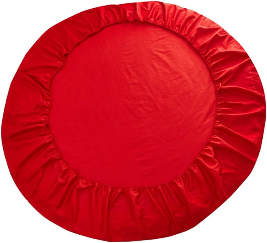 homozy Solid Color Round Bed Fitted Sheet Bed Cover for Hotel Home, Blue