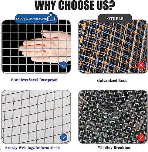 304 Stainless Steel Hardware Cloth Welded Wire Esh, Rodent Anial Cage, Etal Screen For Chicken Wire Raised Garden Supports Poultry Netting S - Stainless Steel Wire Esh, Screen Wire Esh - View #10
