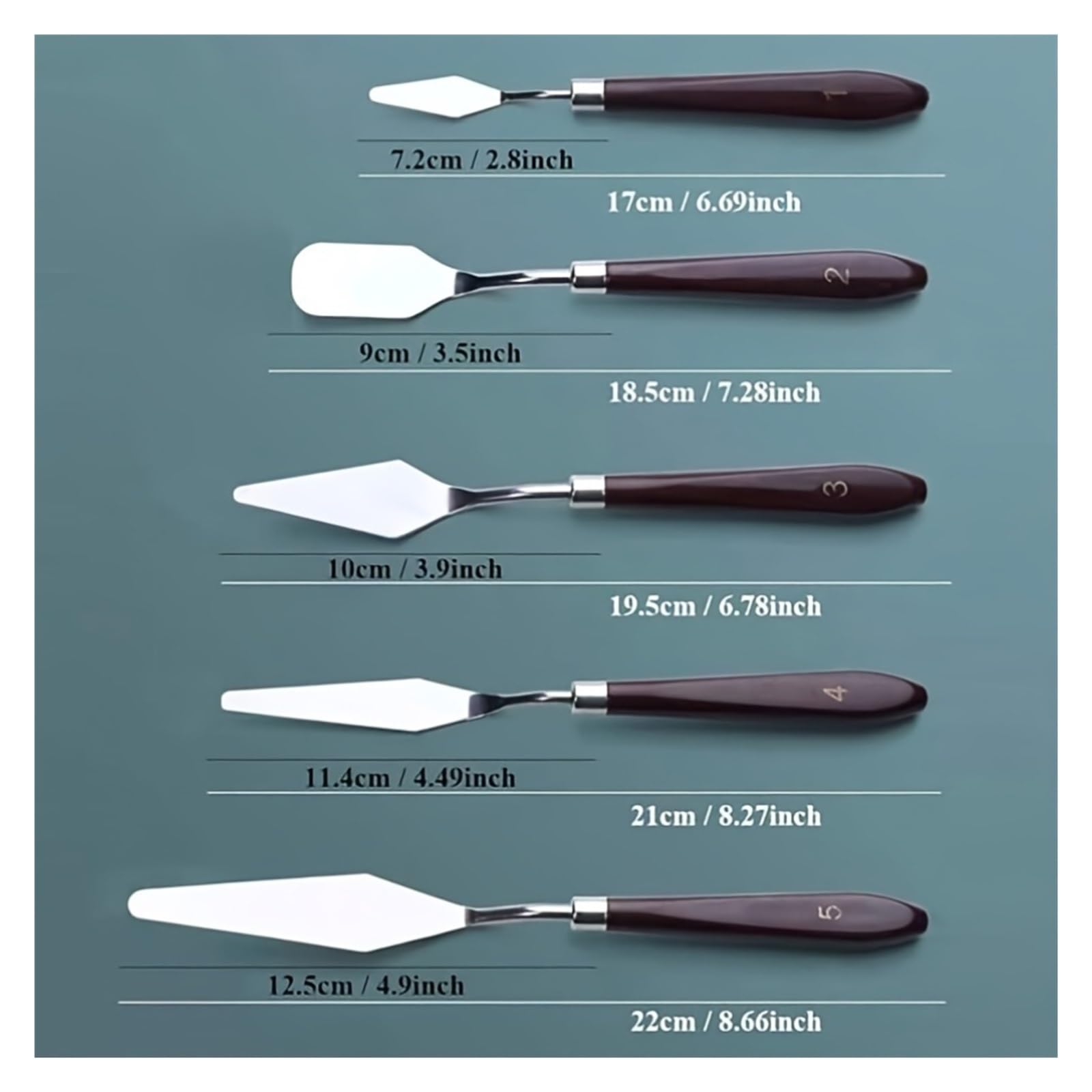 Genérico Spatule à crème for gâteau, Outil de pâtisserie en Acier Inoxydable, 5 pièces