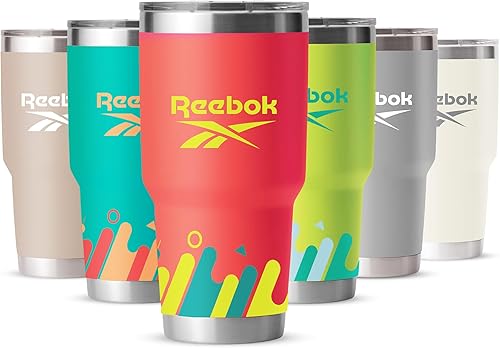 Miniatura 9 de Reebok Lifestyle - Vaso de acero inoxidable a prueba de fugas, con doble pared aislada al vacío, taza de viaje con tapa y popote para bebidas