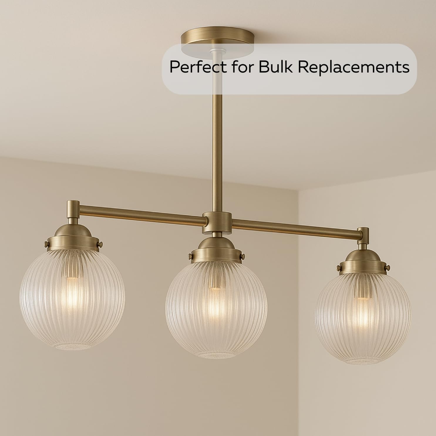 LIGHTACCENTS Clear Ribbed Ceiling Light Cover – 5.9” Flush Mount Globe for Fan or Fixture Replacement – Glass Shade for Kitchen, Bathroom, Hallway, or Bedroom Ceiling Lights