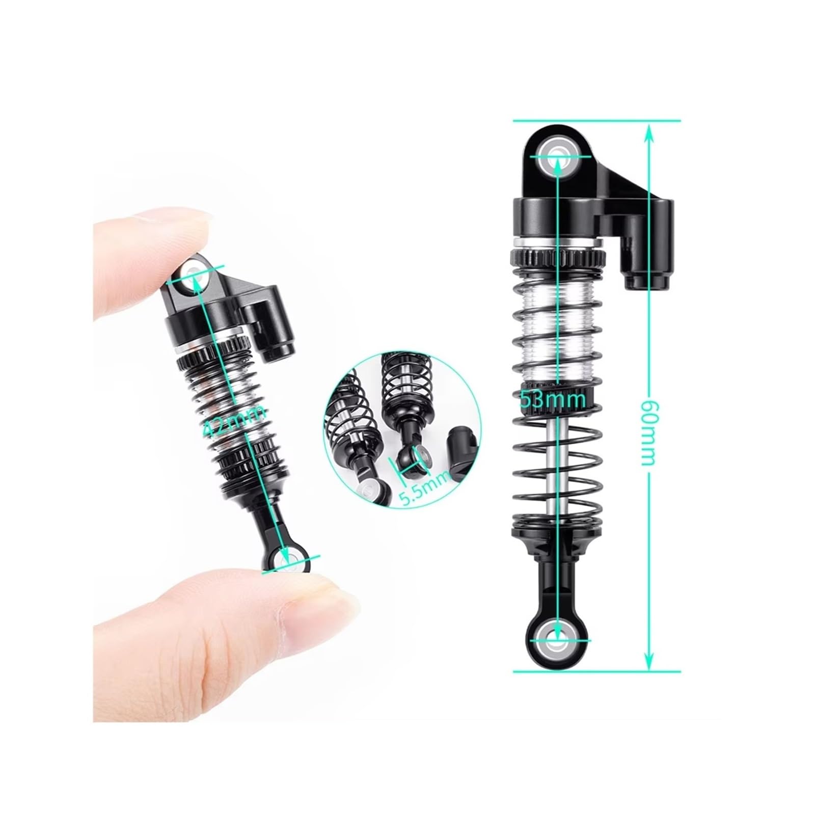 Dla Redcat For Ascent 1/18 4 szt. 53MM aluminiowe amortyzatory olejowe RC samochód pojazd gąsienicowy ulepszone akcesoria wymiana i użytkowanie amortyzator RC(czerwony)