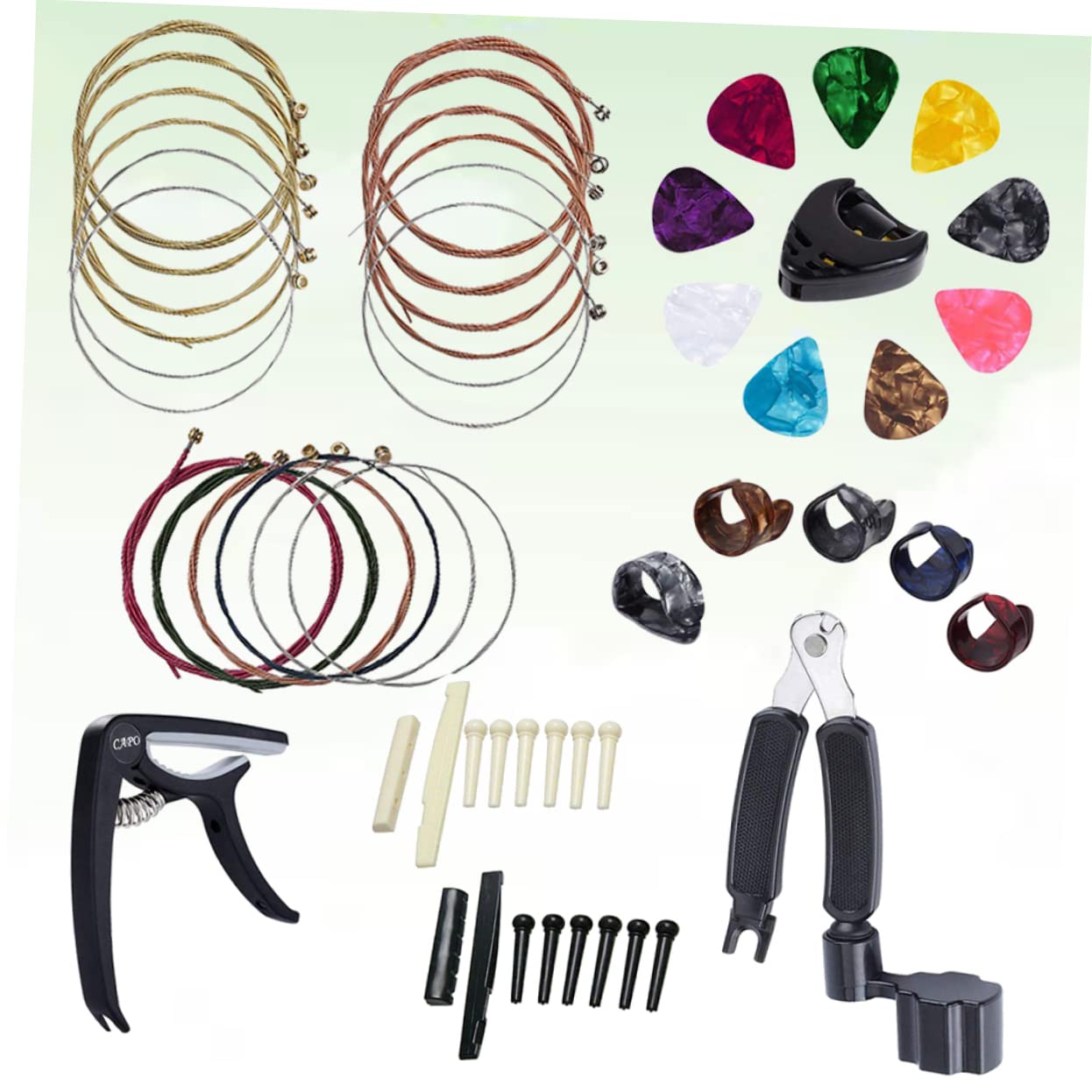 ifundom 3piezas Accesorios Para Guitarra Kit De Cambio De Cuerdas Capo Púas y Enrollador De Cuerda Herramientas Prácticas Para Guitarristas Color Negro