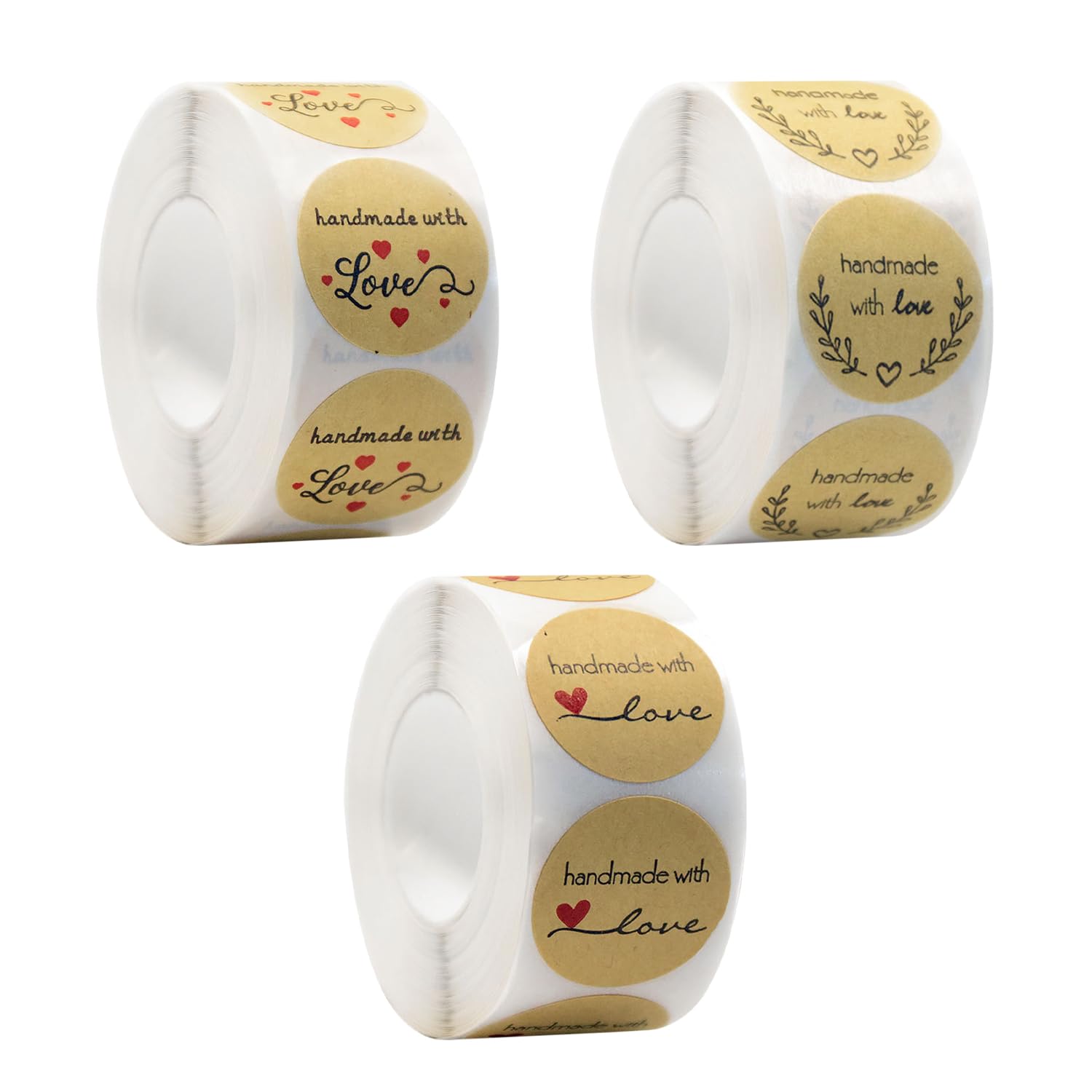 Tvsvkwe The True Color 3 Rolls Of Kraft Paper Round Stickers, Handmade Thank You Tags, Gift Packaging Supplies, Retro Style Sealing Stickers, Packaging Decorative Stickers.