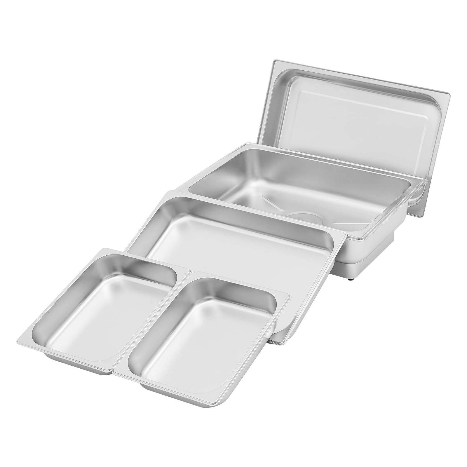 Chafing Dish elettrico in acciaio inox da 9 l, con coperchio e touch screen digitale, per buffet, 35-90 °C, per ristoranti e feste, 56 x 26 x 36 cm (1 scomparto + 2 piccoli scomparti, 9 l)