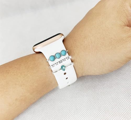 Vista 15 de Dijes para correa de reloj compatibles con Apple Watch Series 9, 8, 7, 6, 5, 4, 3, 2, 1, iWatch Series 9, 8, 7, 6, 5, 4, 3, 2, 1, anillo decorativo