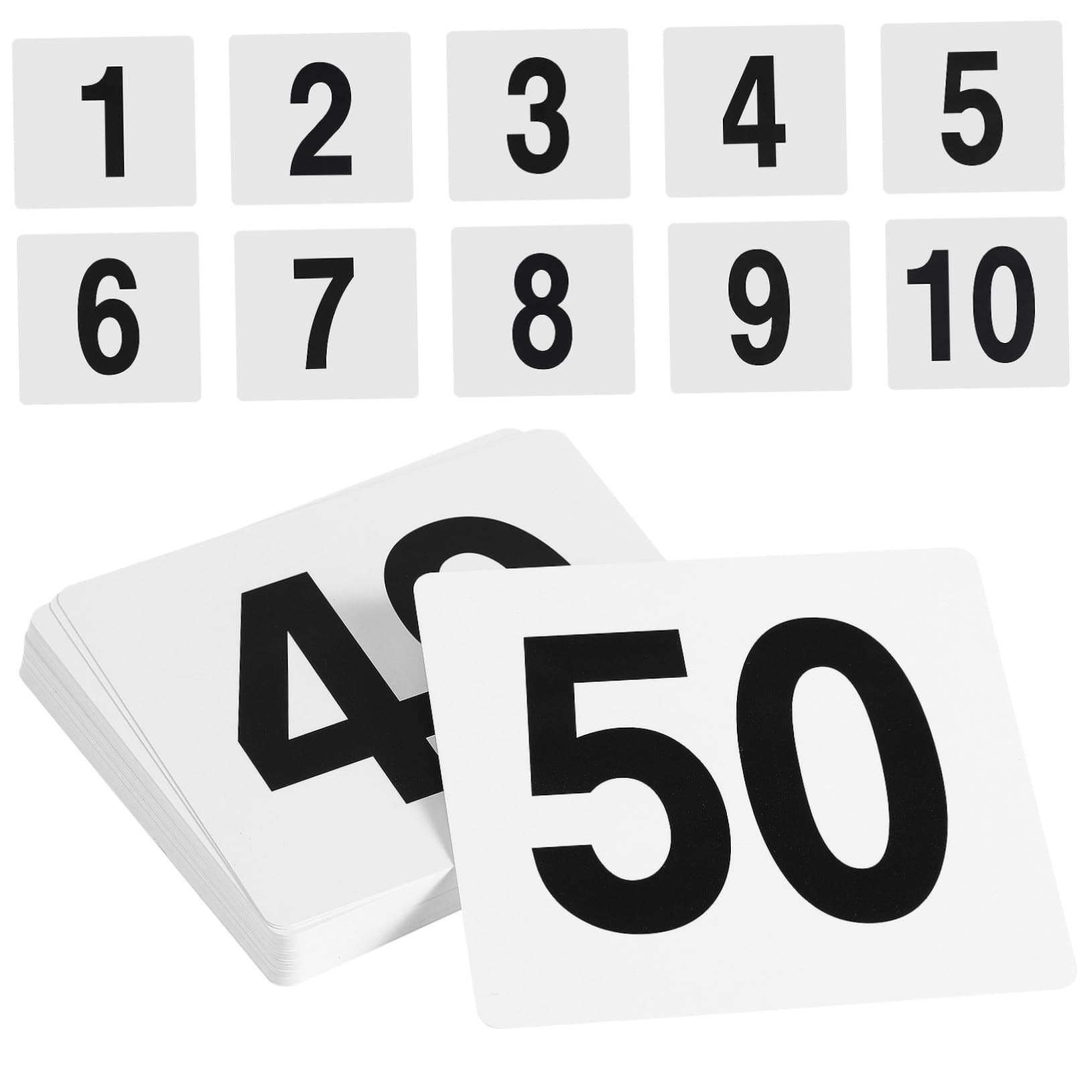 Cabilock 50pcs Reusable Plastic Number Cards Number Table Signs for Events Weddings and Restaurants Place Cards Easy Setup and Versatile Usage