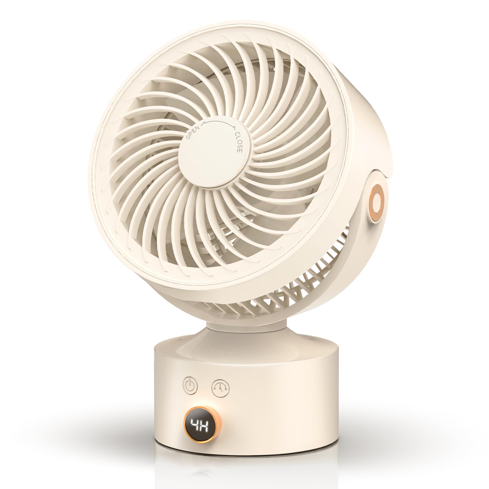 Ventiladores de escritorio para dormitorio, ventilador circulador de aire oscilante de 9 pulgadas, ventilador de mesa de 3 velocidades, inclinación ajustable de 120°, temporizador de 4H