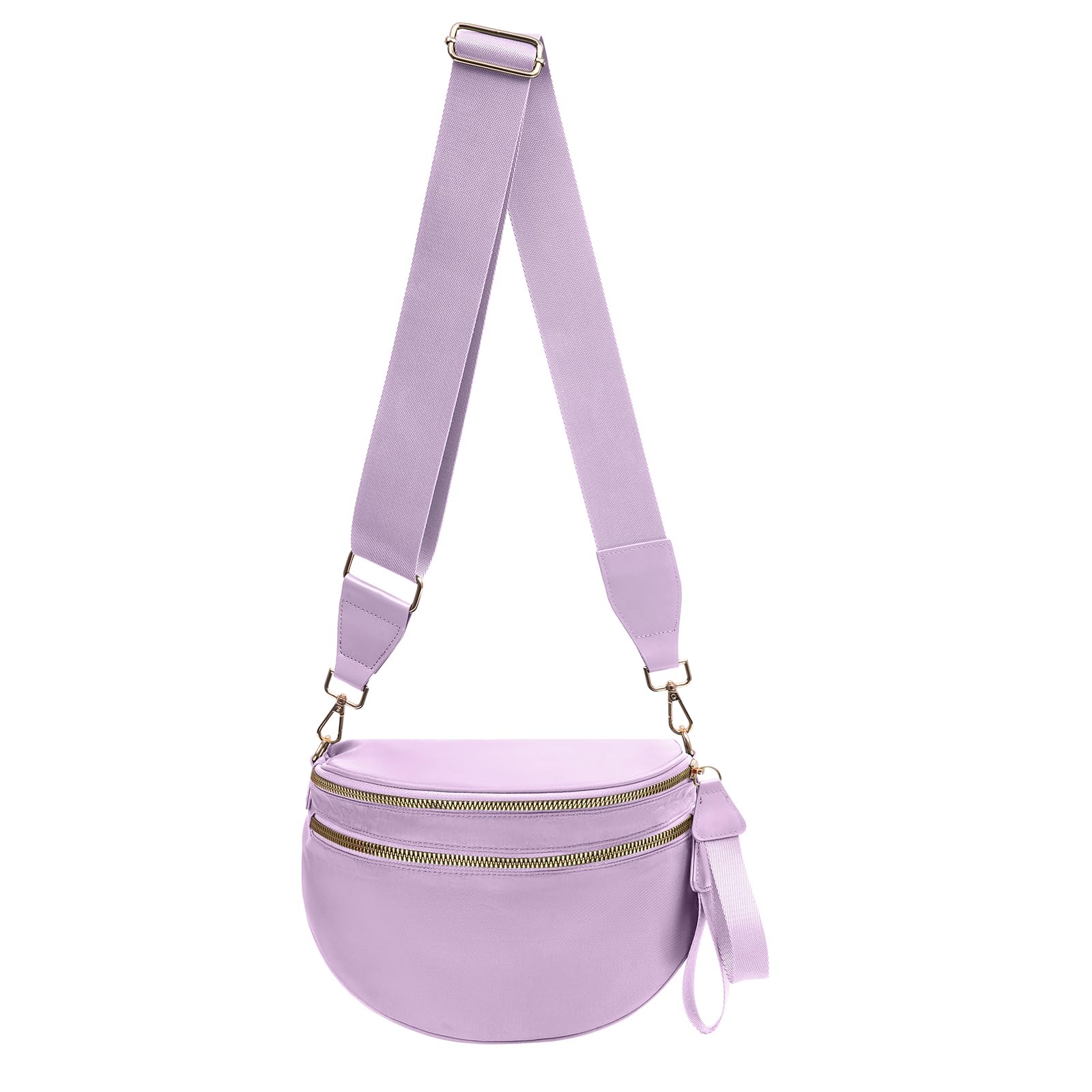Nylon Crossbody Bags Bum Bag for Women Large Sling Bag Purse with Adjustable Strap（Purple）