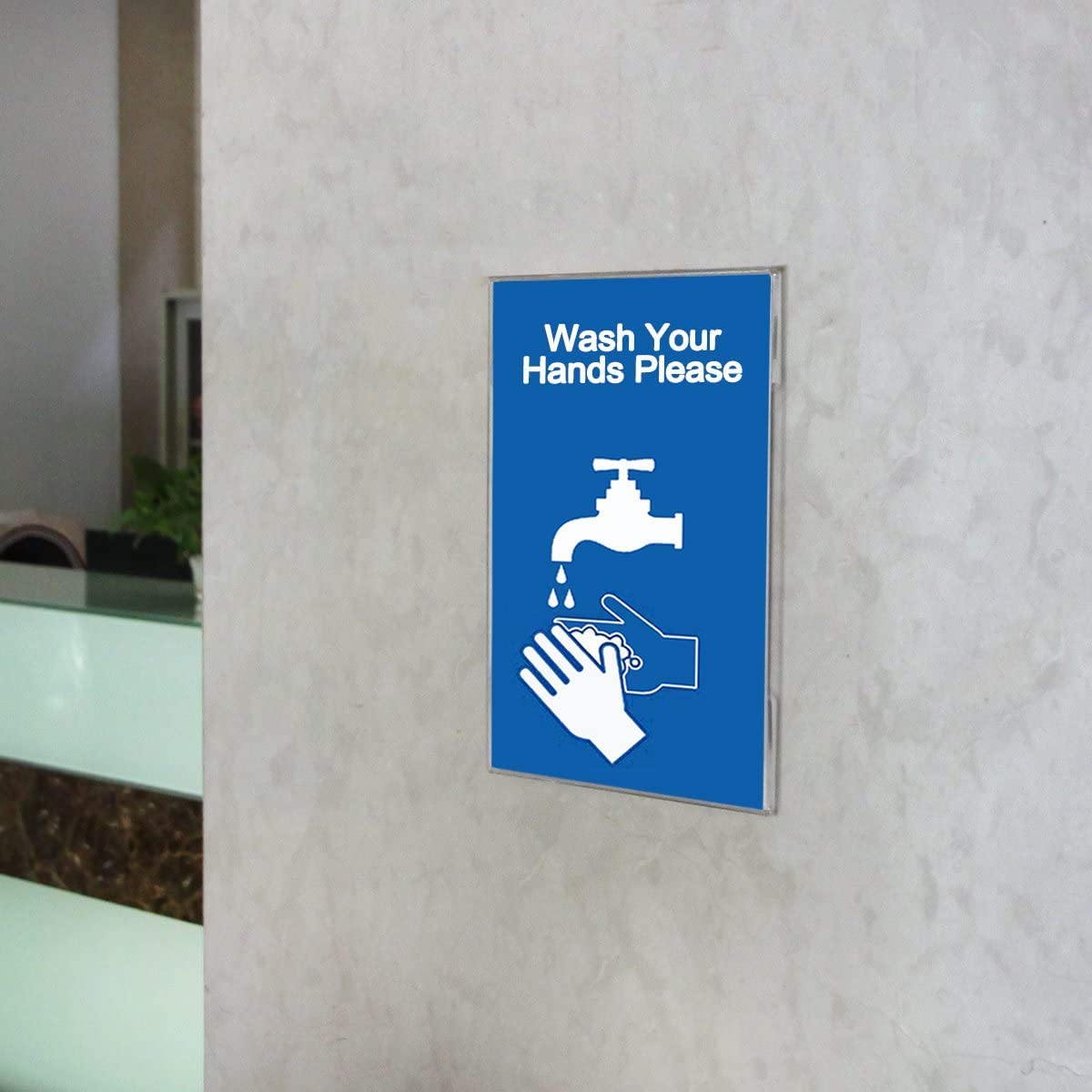HIIMIEI Soporte de pared autoadhesivo A4 para carteles, con cinta adhesiva 3M, (6 unidades), para oficina, hogar, tienda, restaurante, centro comercial, sin taladrar, vertical