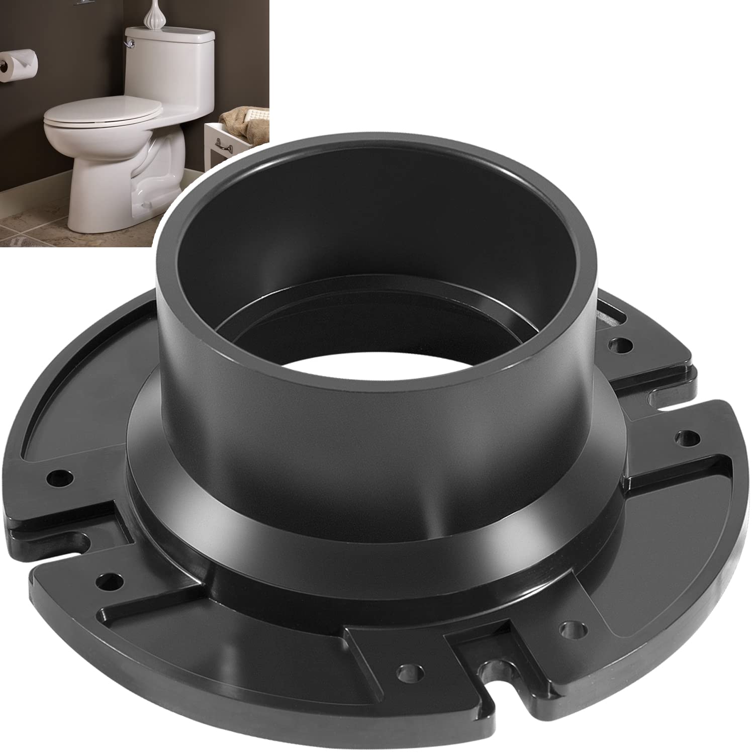 sevencow 385345892 3" Floor Flange Socket Toilet Seal SE345892 Use to Mount Dometic and Sealand Gravity Discharge Toilets, Black