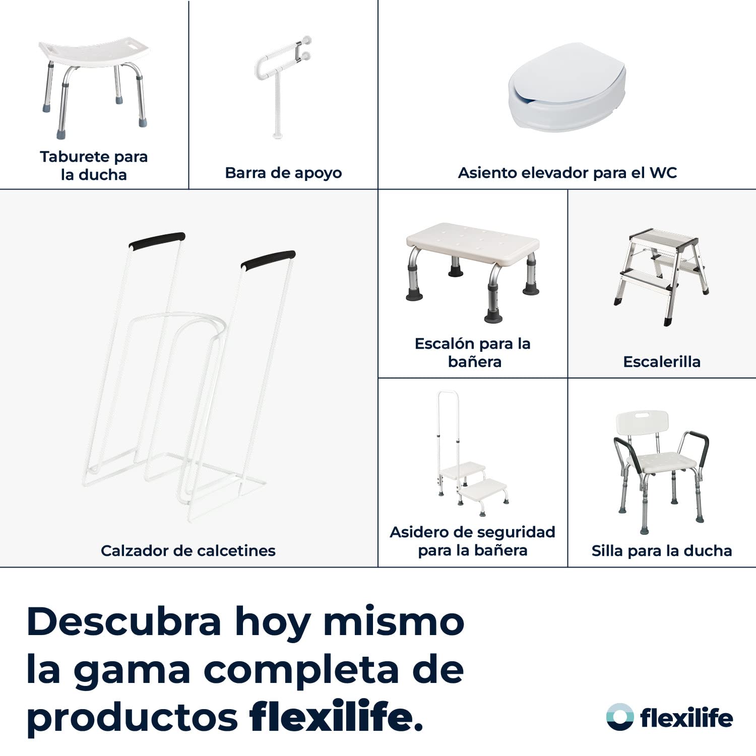 FLEXILIFE Escalón Antideslizante de Altura Ajustable para la bañera y la Ducha. Peldaño para Personas Mayores o con Habilidades motoras limitadas.