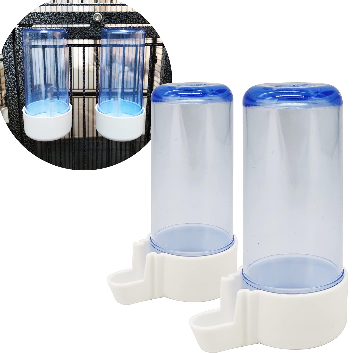 BPS 2Pcs Comedero/Bebedero Tubo para Pájaros Aves Colgante Accesorios Jaulas De Palomas Vasos Plástico Corral BPS-15403