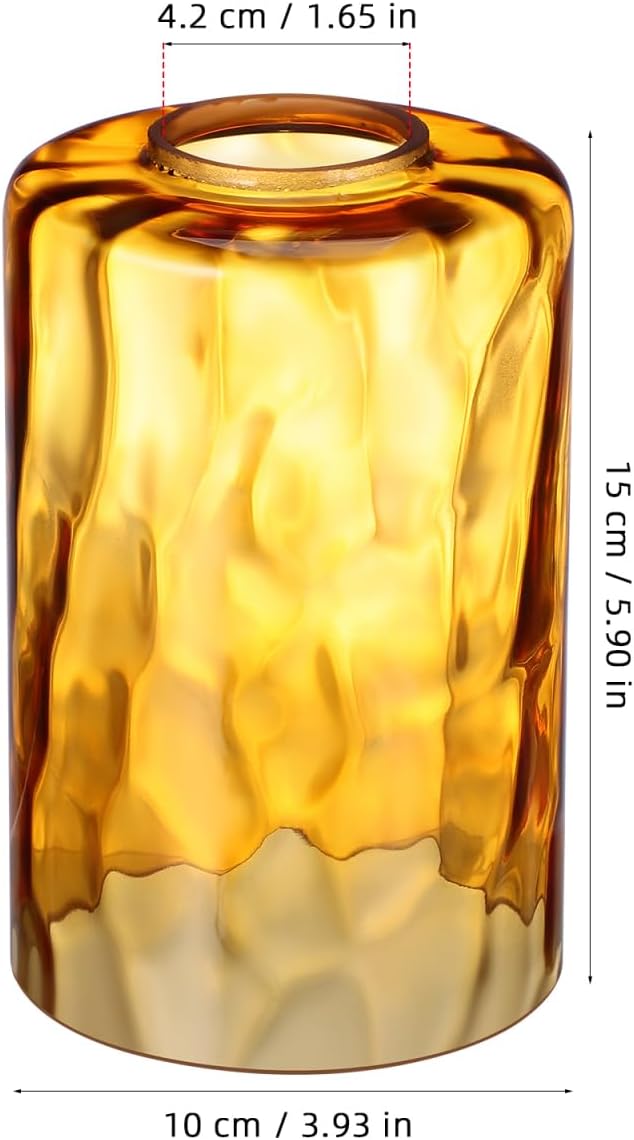 MAGICLULU Orange Glass Lampshade, Rustic Amber Lampshade for Home, Stone-Patterned Glass Cylinder Shades for Chandeliers Pendant Lights Wall Sconces, 5.9x3.93In