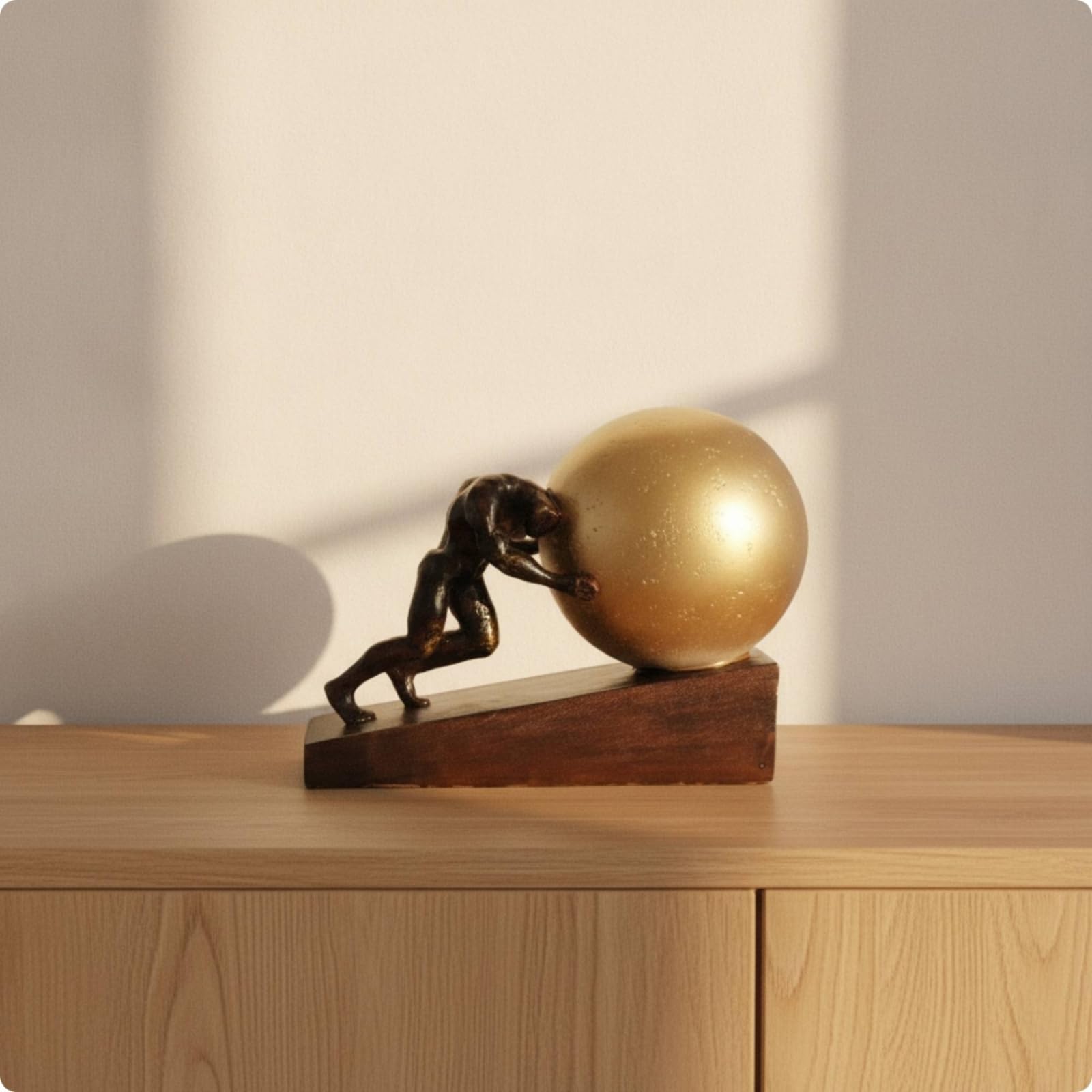 Handbemalte Harzfigur mit Goldfarbener Freistehend Stehende Tischfigur Glänzend Dekofigur für Vitrine, 13cmx13cmx32cm, C