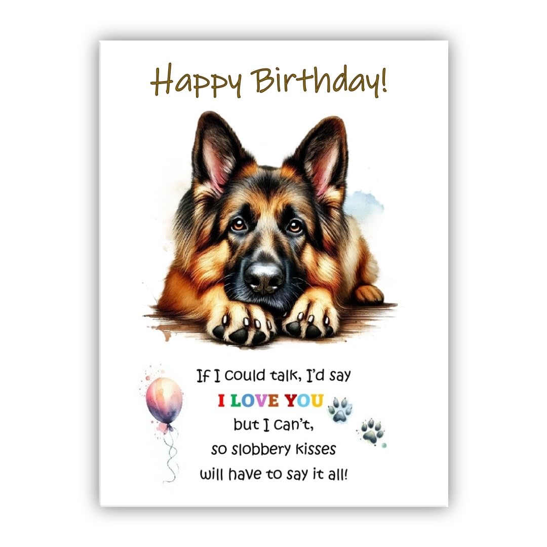 Dog Lovers Birthday Card. German Shepherd Birthday Card from the dog to the owner, Mum, Dad, Mummy, Daddy, Mother, Father. (German Shepherd)