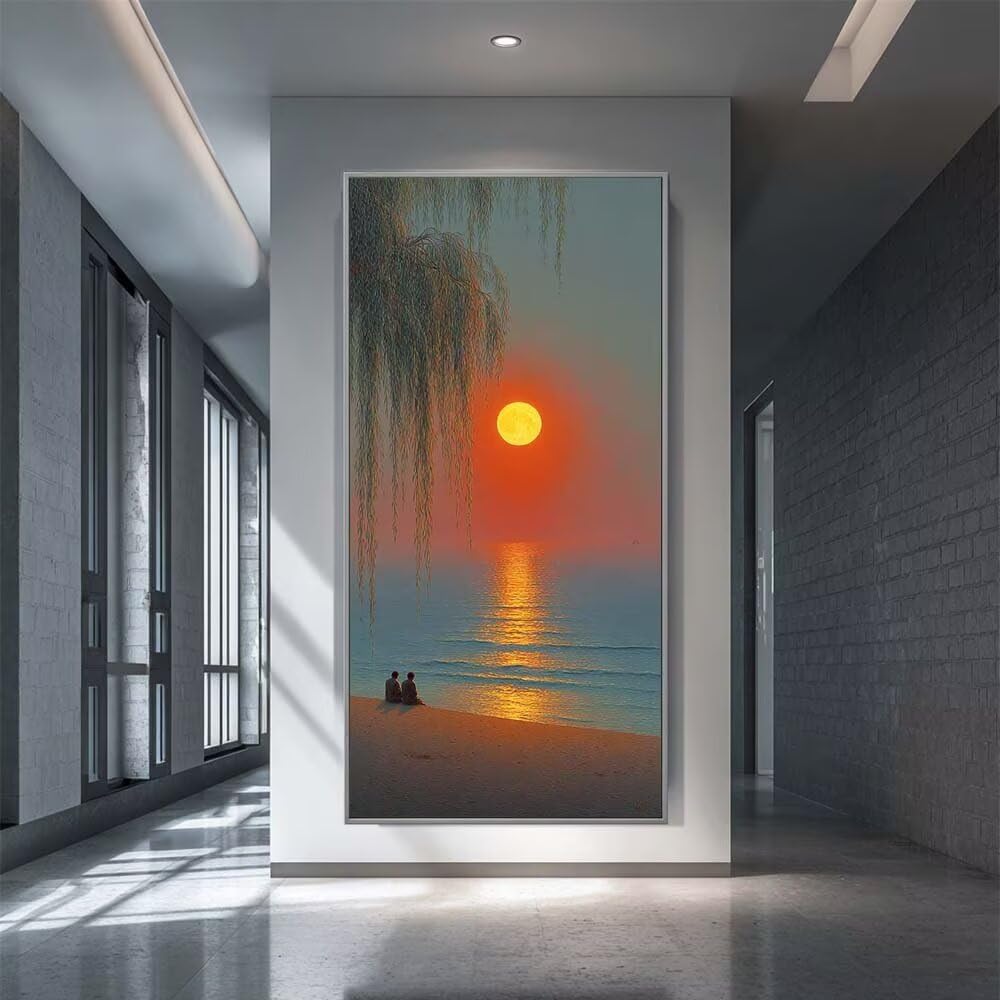 Sunset Diamond Art Kits Adults, DIY 5D Large Diamond Painting Landscape Crystal Art Kits 35.4 x 70.9 Inch, Embroidery Cross Stitch Canvas Painting by Numbers for Home Wall Decor Gifts (RD971)