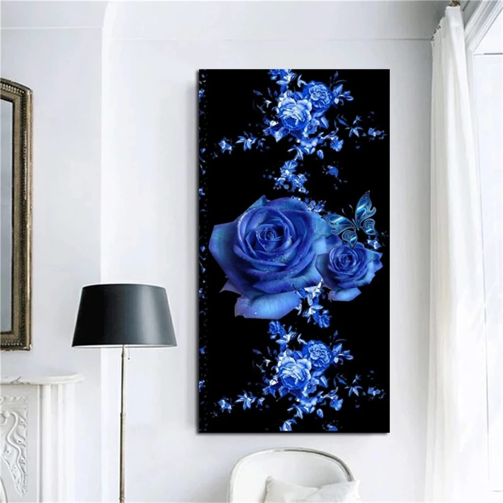 Amazon | ダイヤモンド絵画 青いバラの花 、5Dフルドリルダイヤモンド