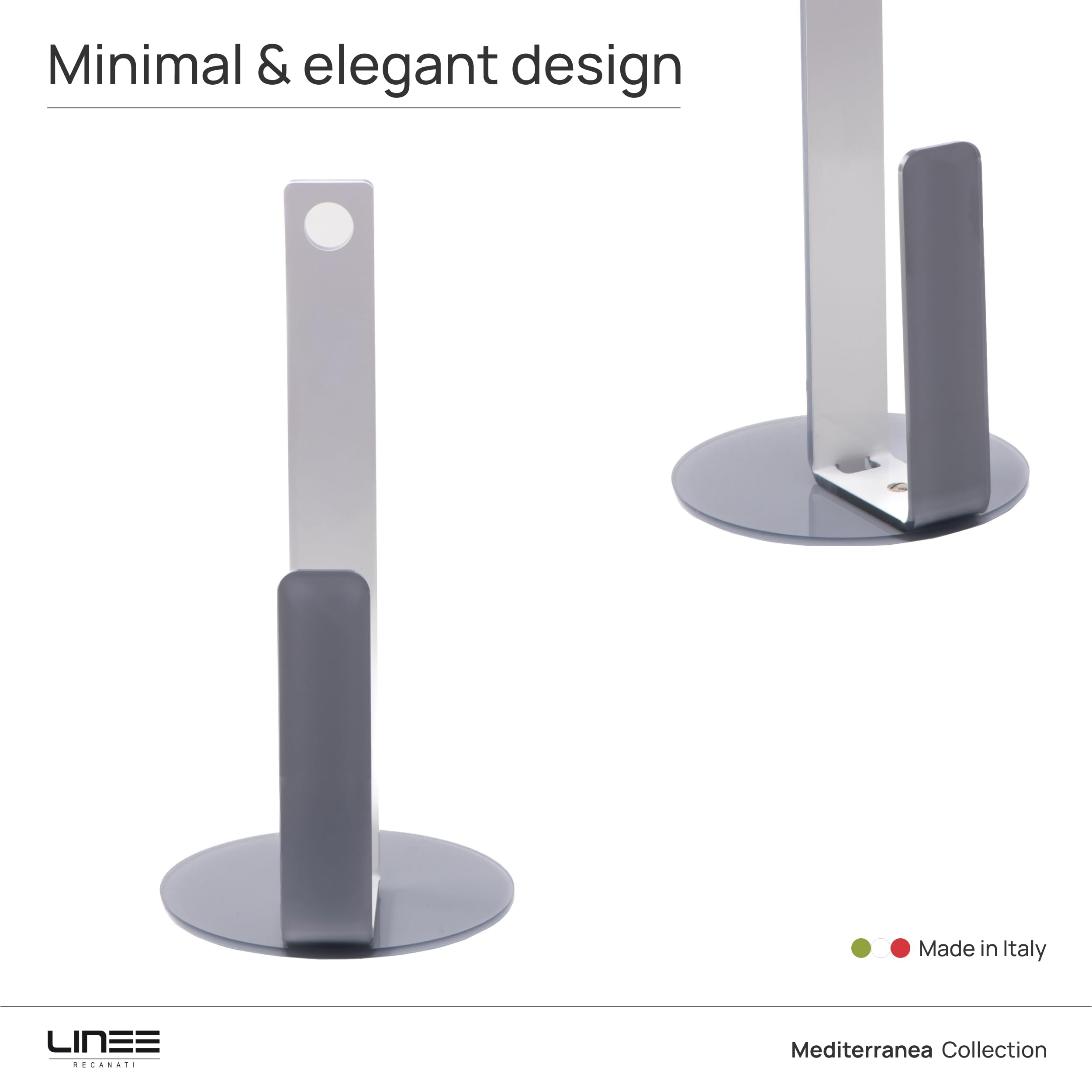 LINEE Recanati MEDITERRANEA Porte-rouleau en PMMA 16 x 16 x 33 cm - Accessoire de table moderne - Design élégant Made in Italy (Gris Transparent/Blanc)