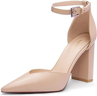 CALI Women's Pumps Closed Toe Heels for Women Daily Wear Office Shoes Pointy Toe Heels for Women,3.5 Inch