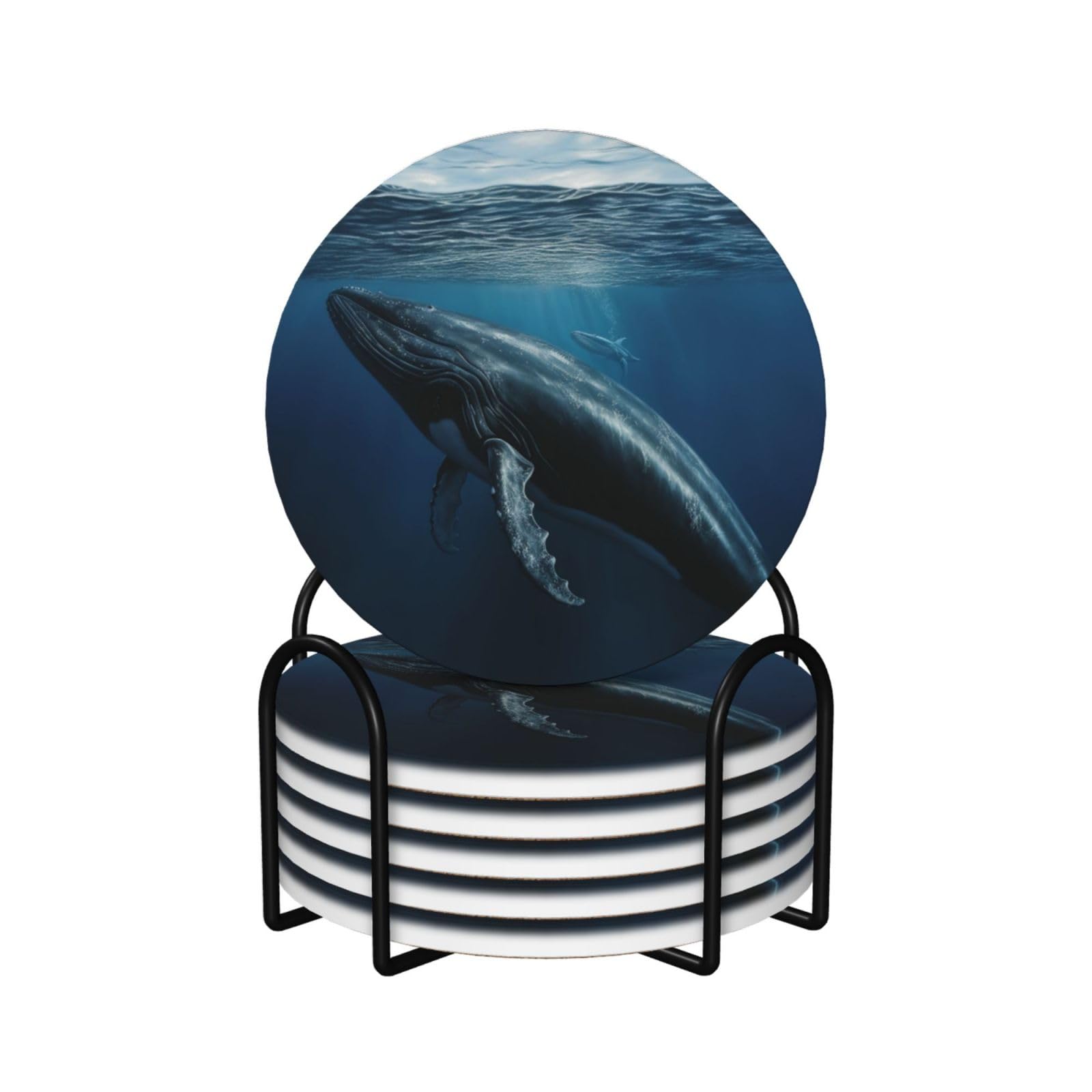 Dessous de verre en céramique anti-tache motif baleine de l'océan