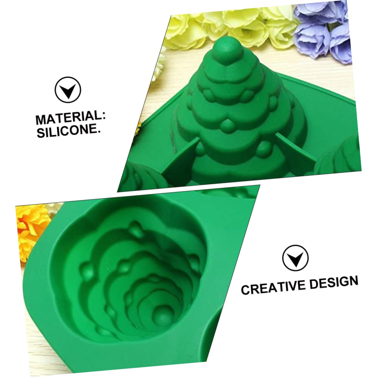 MAGICLULU 2 Piezas Lata de pastel de árbol de Navidad divertido molde para hornear molde para hacer chocolate molde de tridimensional adorable molde de chocolate Green