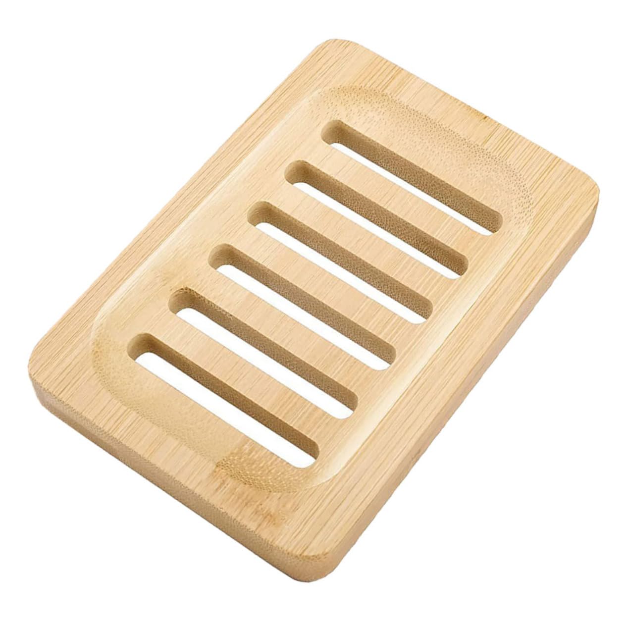OUNONA 5 Piezas Soporte de Jabón de Bambú para Cocina y Jabonera con Drenaje y Soporte para Esponjas de Limpieza y Jabón Accesorio Práctico