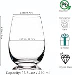 Premium Crystal Stemless Wine Glasses Set of 6, 450 ml Lead-Free Red or White Wine Glass, Water Juice Glasses, All-Purpose Beverage Cups, Clear Drinking Tumblers in Gift Box, Dishwasher Safe