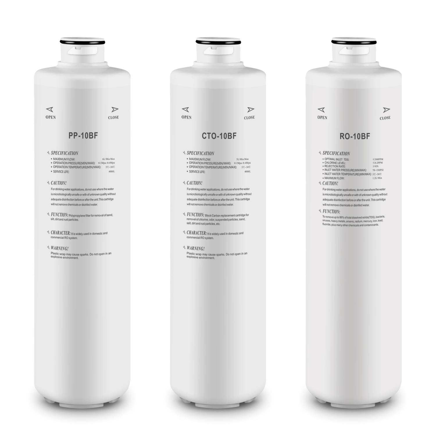 Set di filtri di ricambio per sistema di filtraggio dell'acqua RO da banco a 3 stadi Geekpure T03