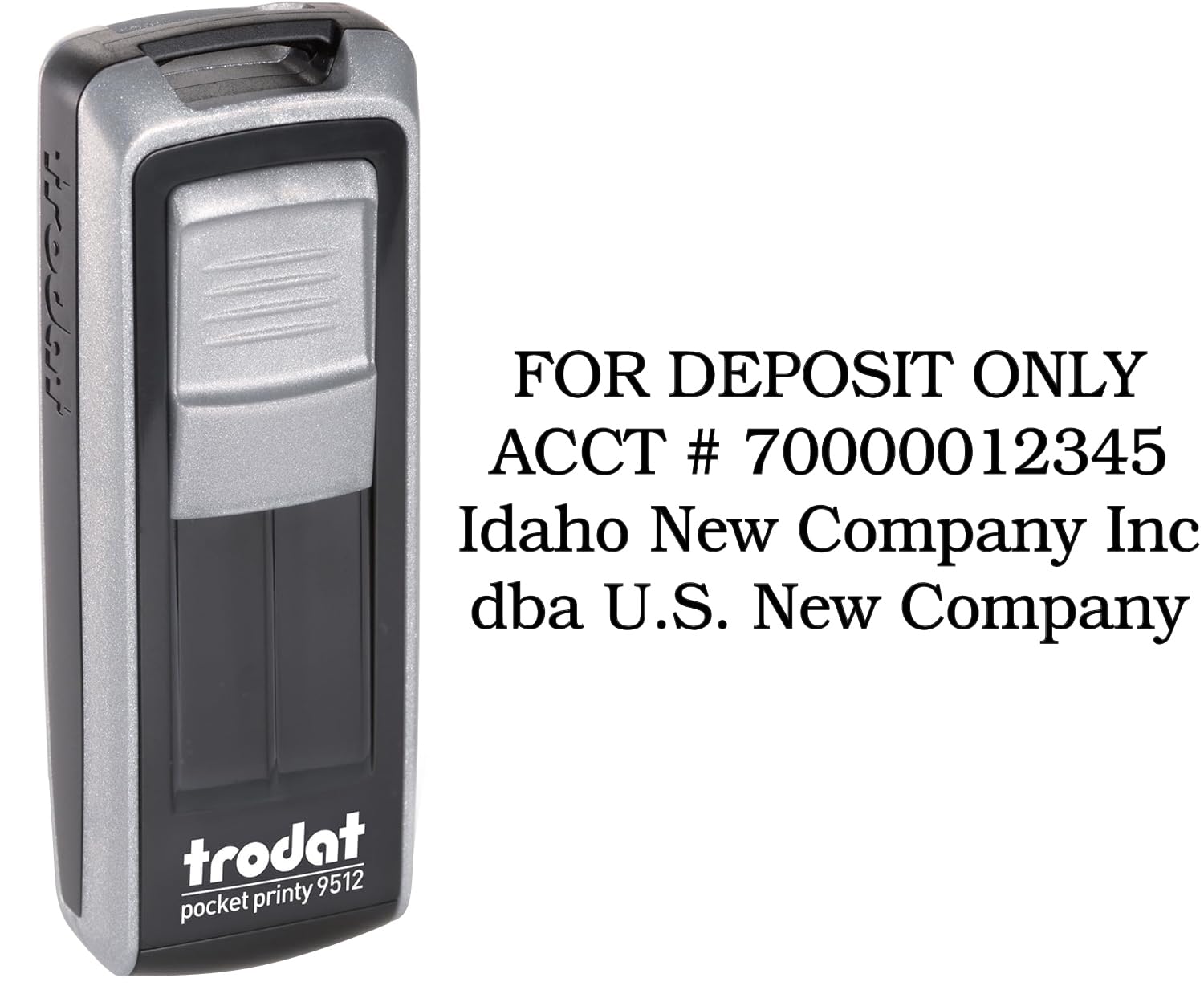 Custom Self-Inking Pocket Stamp - Black & Silver Case - 3/4" x 1-7/8" - Portable Stamp for Business, Office and More