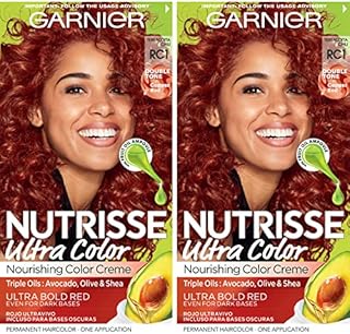 Garnier Nutrisse Ultra Color Nourishing Bold Permanent Hair Color Creme, RC1 Med Copper Red, Includes Fruit Oil Ampoule and After Dye Hair Mask, 2 Kit