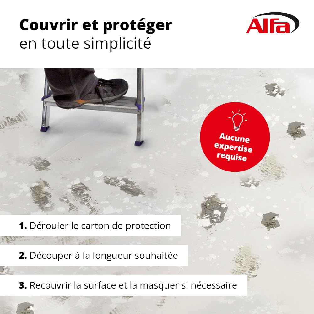 Alfa Carton de protection chantier – Sol & surface – 50 m² – 280 g/m²